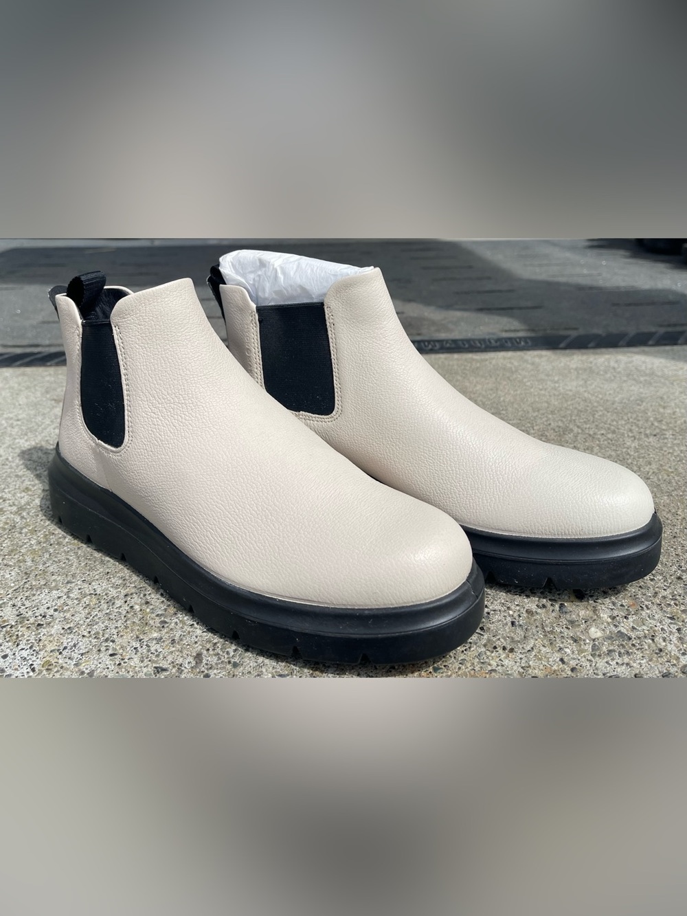 ECCO Nouvelle Chelsea Boots Leather Limestone EU 38 US 7-7.5 NWOB